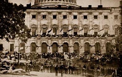Ansicht der Rückkehr der Truppen vom Kapitol in Washington, 1861-65